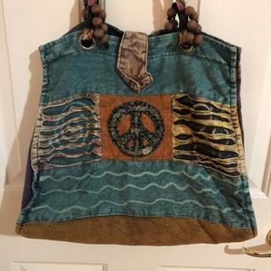 Peace sign purse, multi color
